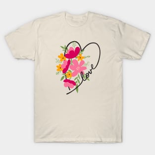 Floral Heart Love Letters for Flower Lovers T-Shirt